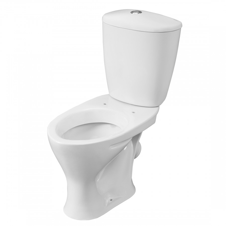 Унитаз-компакт "Версия" (комфорт) косой выпуск, с кнопочной арматурой Oliveira и сиденьем  SANTERI