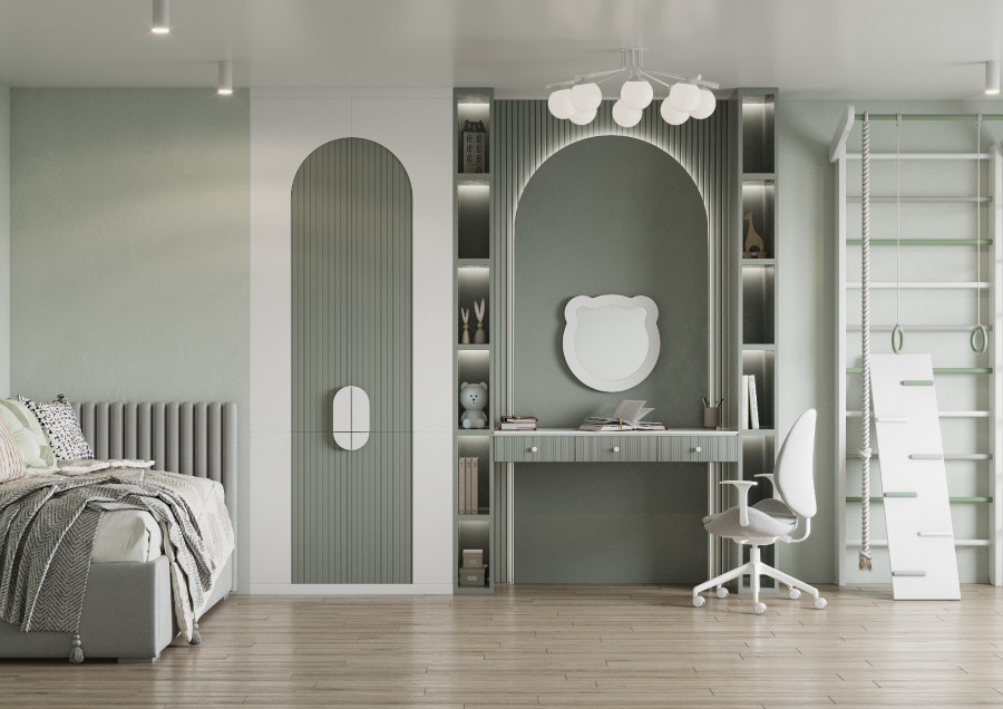 Зеркало КАСПЕР МИШКА, фигурное, белый матовый