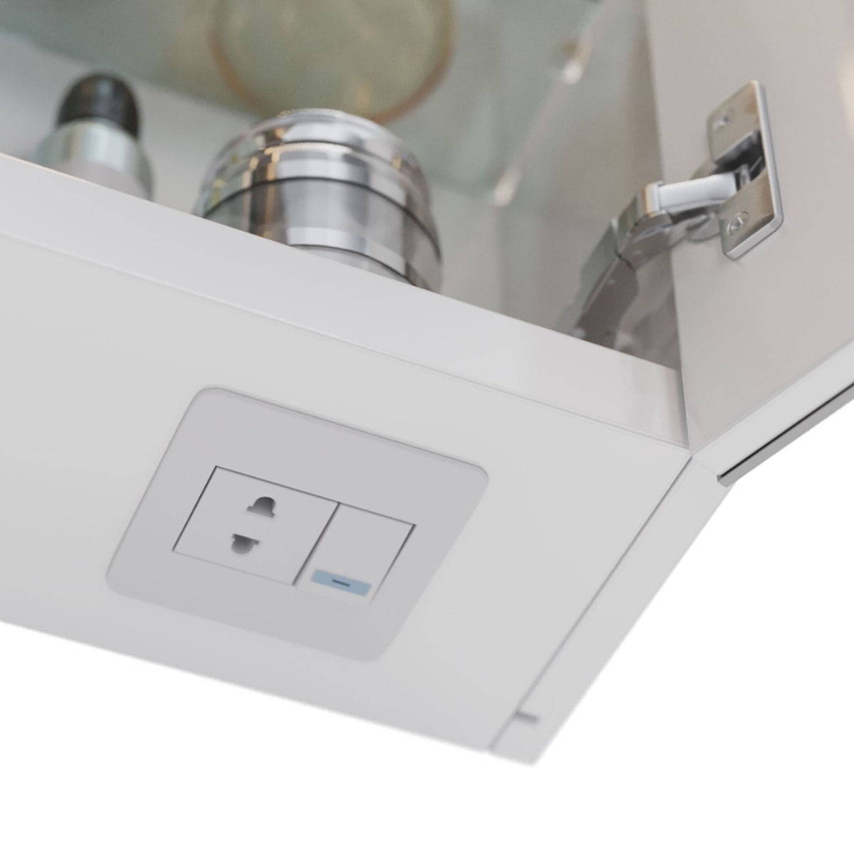 Шкаф зеркальный Lemark ZENON 45х80 см 1 дверный, петли слева, с козырьком-подсветкой, с розеткой, цв