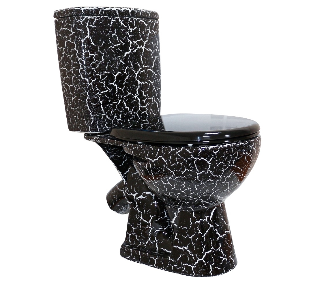 УЮТ Унитаз-компакт, косой выпуск, 2-х режимн. арм-ра, сид. п/п Уклад, черный кракелюр, ROSA