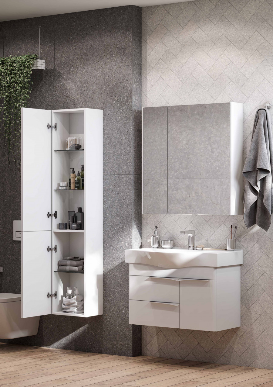 Шкаф-колонна БЕВЕРЛИ 34, подвесная, левая, белая