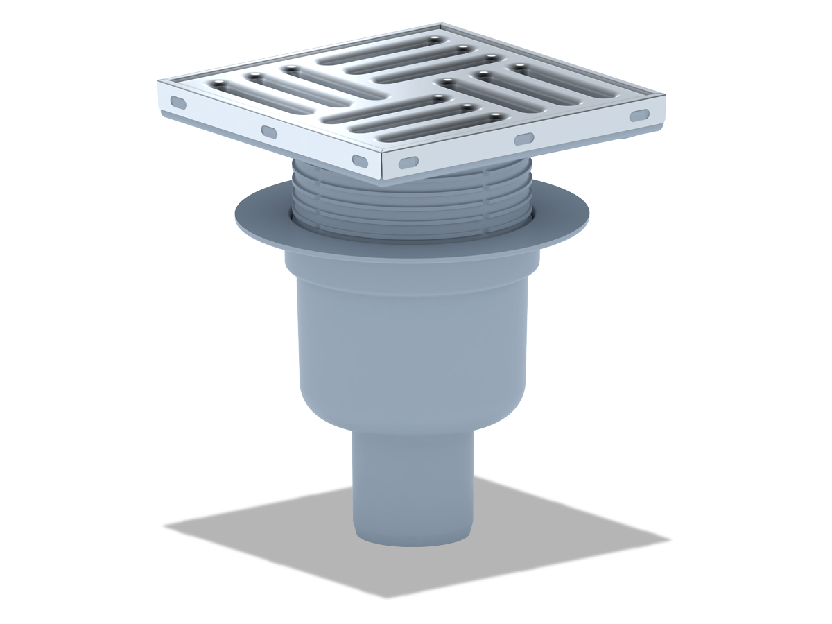 Трап верт.вып.50 рег. с решеткой из нержавеющей стали 15x15, ANI PLAST