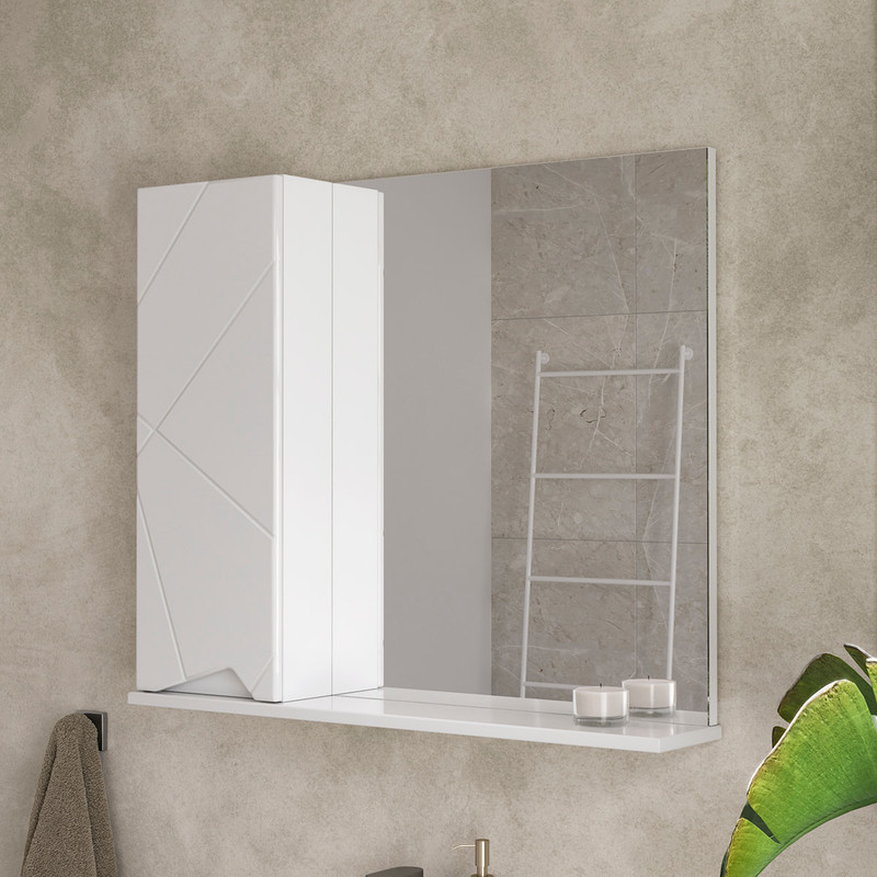 Зеркало-шкаф Pronto 80 левый, белый, VOLNA