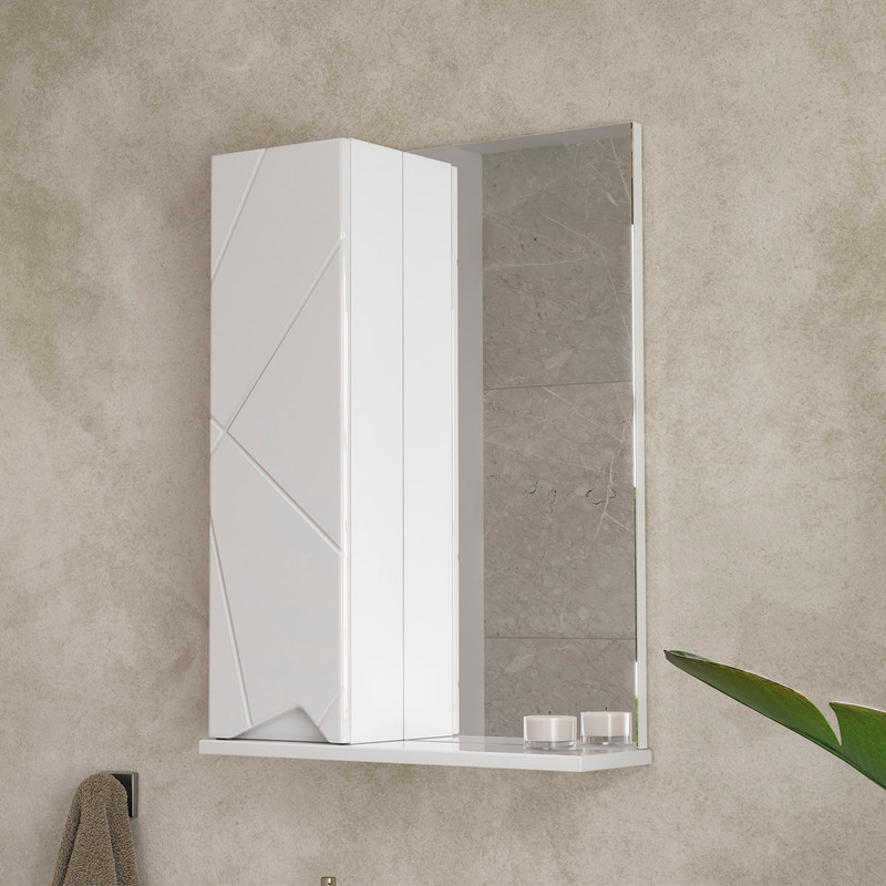 Зеркало-шкаф Pronto 50 левый, белый, VOLNA