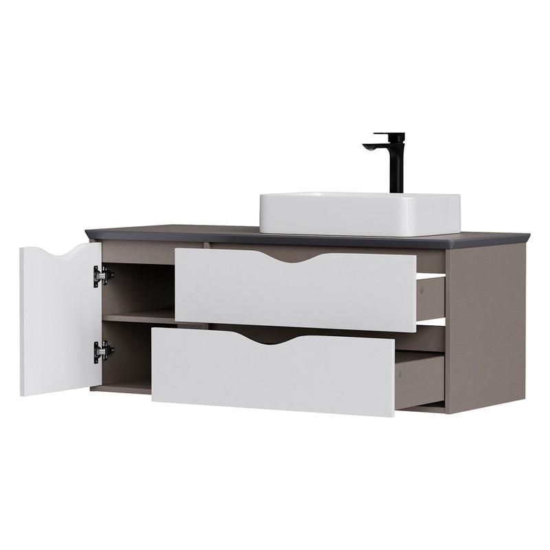 Тумба EQUIL Smile 40 под столешницу (100R 120R) подвесная 1дв. L белый/лен антрацит