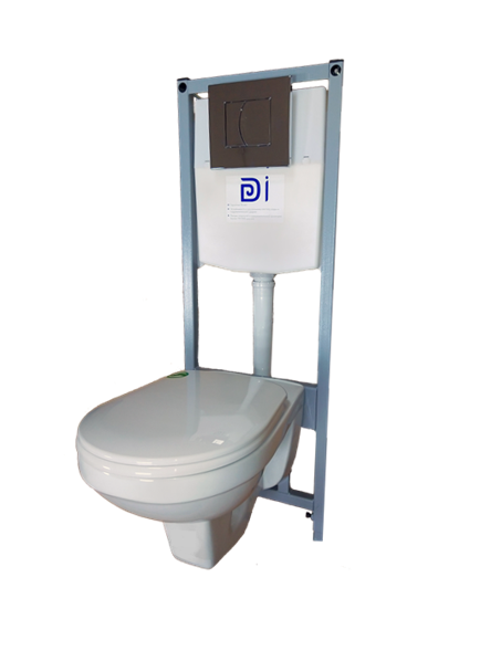 ПЭК Унитаз Рио подвесной с сиденьем, инсталляцией DI с хром панелью (2кнопки) ROSA