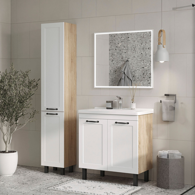 Пенал EQUIL Lago 35 напольный белый/дерево