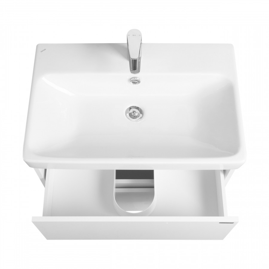 Тумба СКАНДИ 70, подвесная, 2 ящ., белая матовая/белый глянец (под раковину АДРИАНА 70)