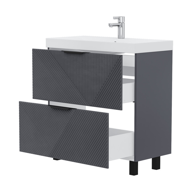 Тумба Geometry 80, напольная, 2ящ., графит (под раковину 9696-80), VOLNA