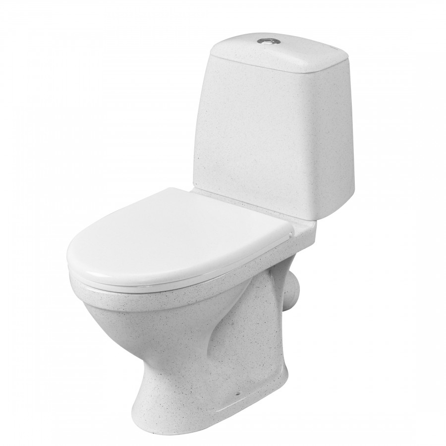 Унитаз-компакт "Соната" косой выпуск,1 сорт,с кнопочной арматурой и сиденьем,крап на белом ,SANTERI