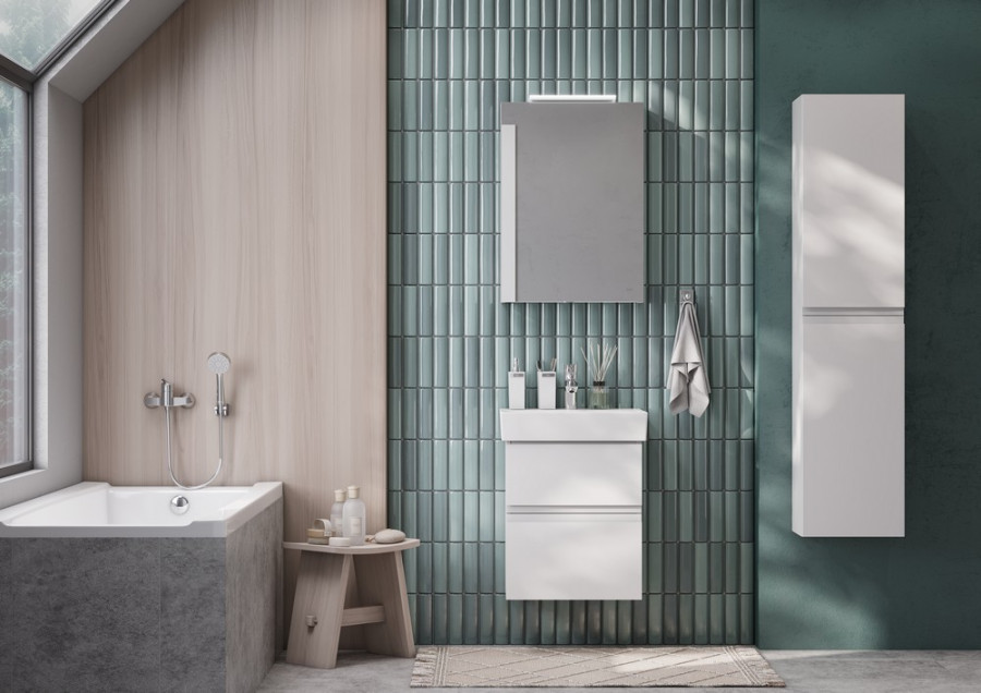 OLETA Зеркальный шкаф 50, правый, белый глянец 