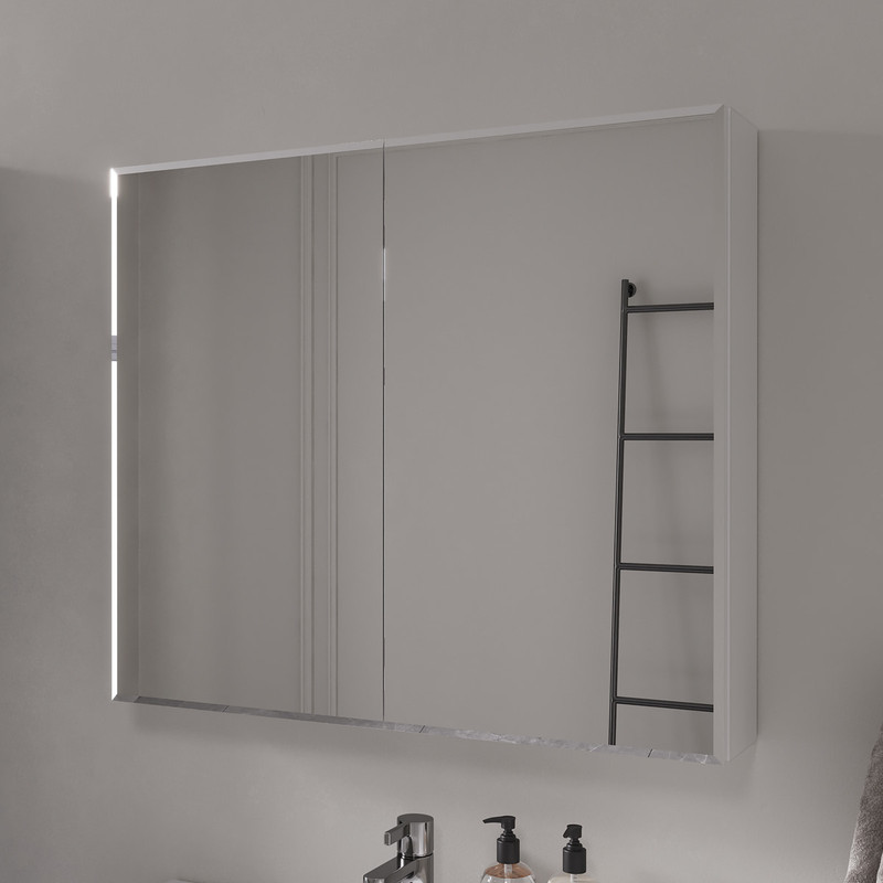 Шкаф зеркальный Geometry 80, подвесной, белый, VOLNA