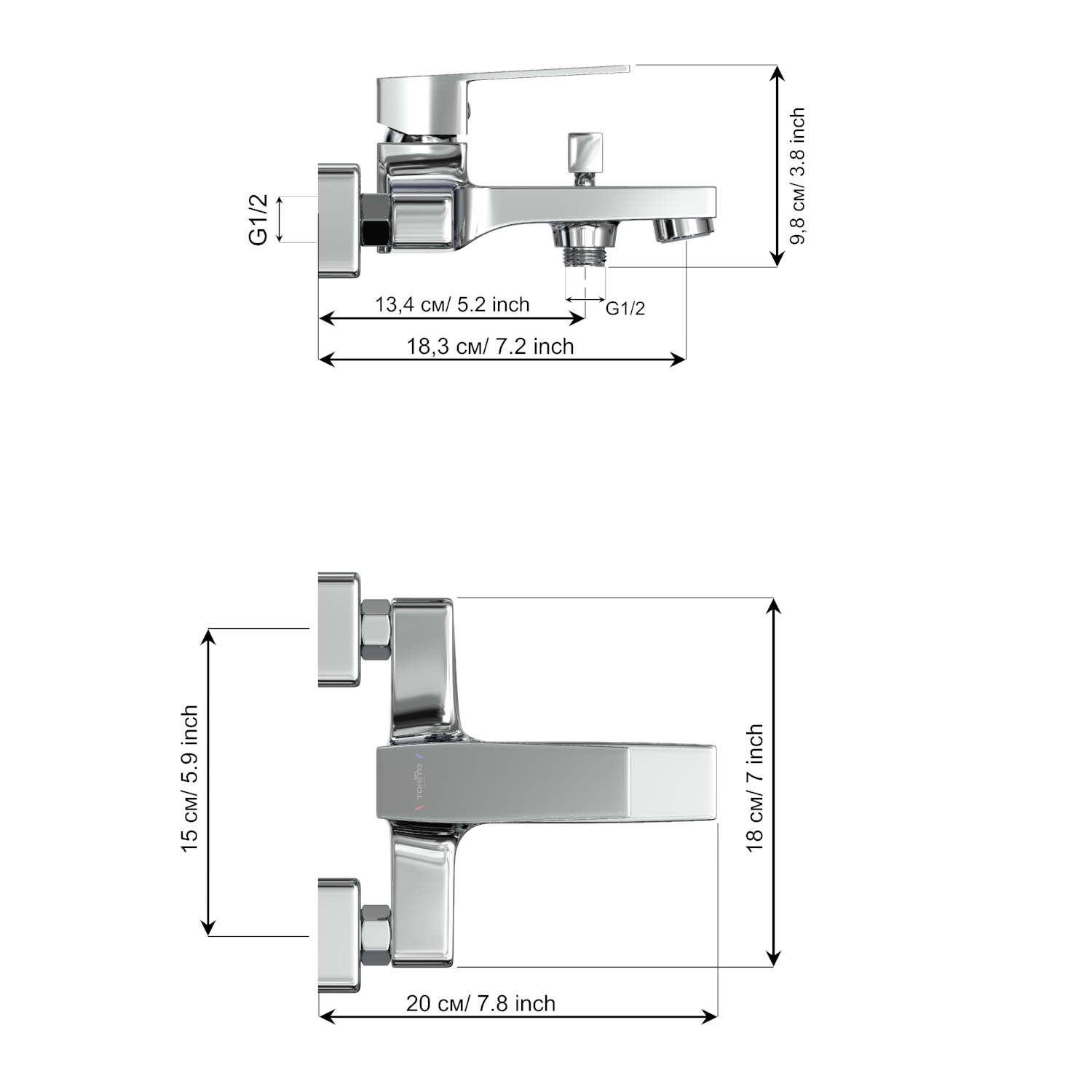 Смеситель для ванны TOKITO AKARI хром (TOK-AKA-1014)