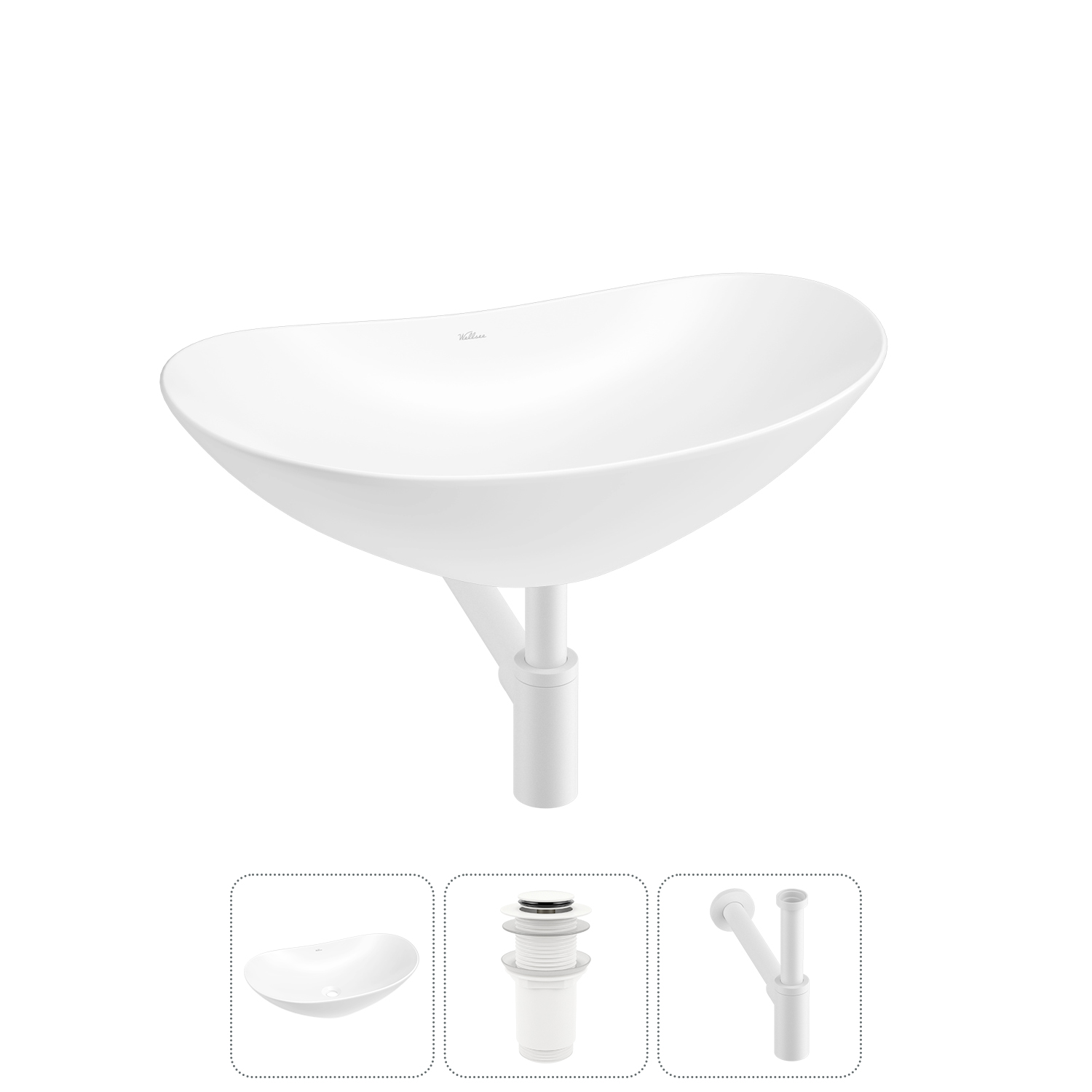 Накладная раковина для ванной комнаты Wellsee Carefree Dove 20212256R в наборе 3 в 1: раковина белый