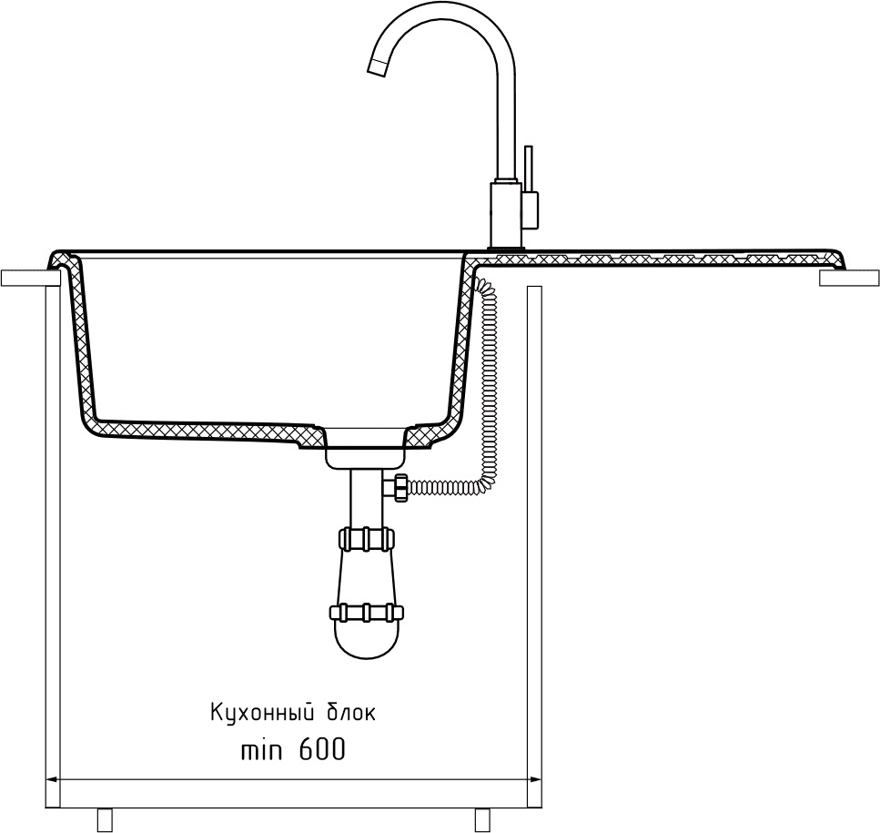 GranFest QUARZ (GF-ZL53) Мойка для кухни 860*480мм (черный)