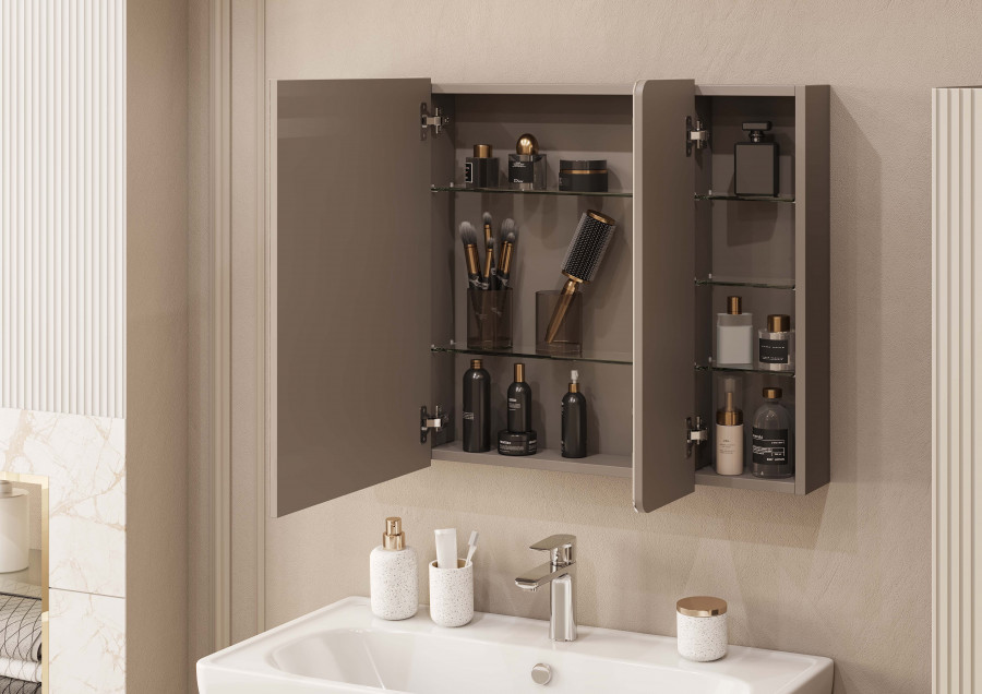 Зеркальный шкаф АР-ДЕКО 85, кашемир