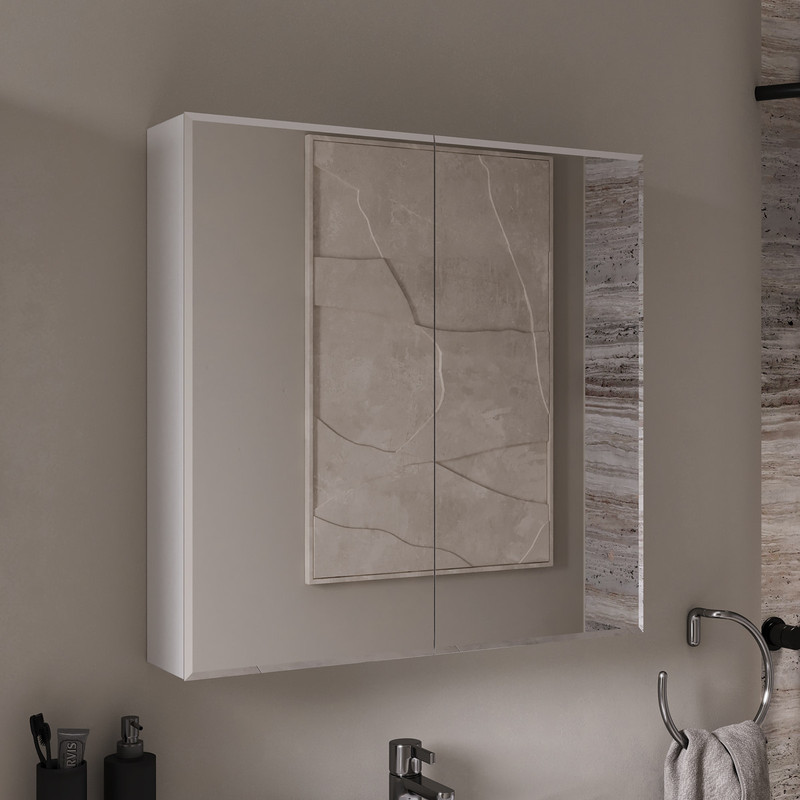 Шкаф зеркальный Geometry 70, подвесной, белый, VOLNA