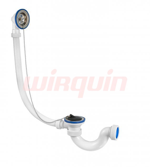 Сифон "МИНИ Элит" для ванн 1½ х 40 мм с нержавеющими чашками Ø70 мм, перелив L500 мм и с пробкой на 