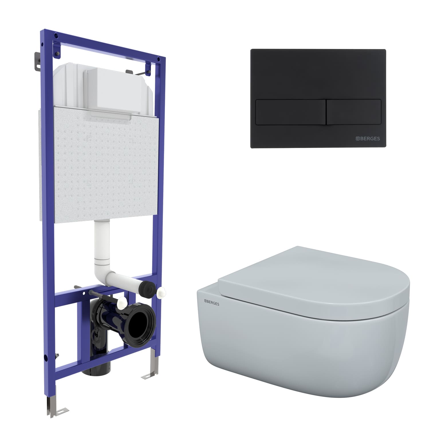 Комплект для монтажа  подвесного унитаза: инсталляция NOVUM525, кнопка L5 Soft Touch черная, унитаз 