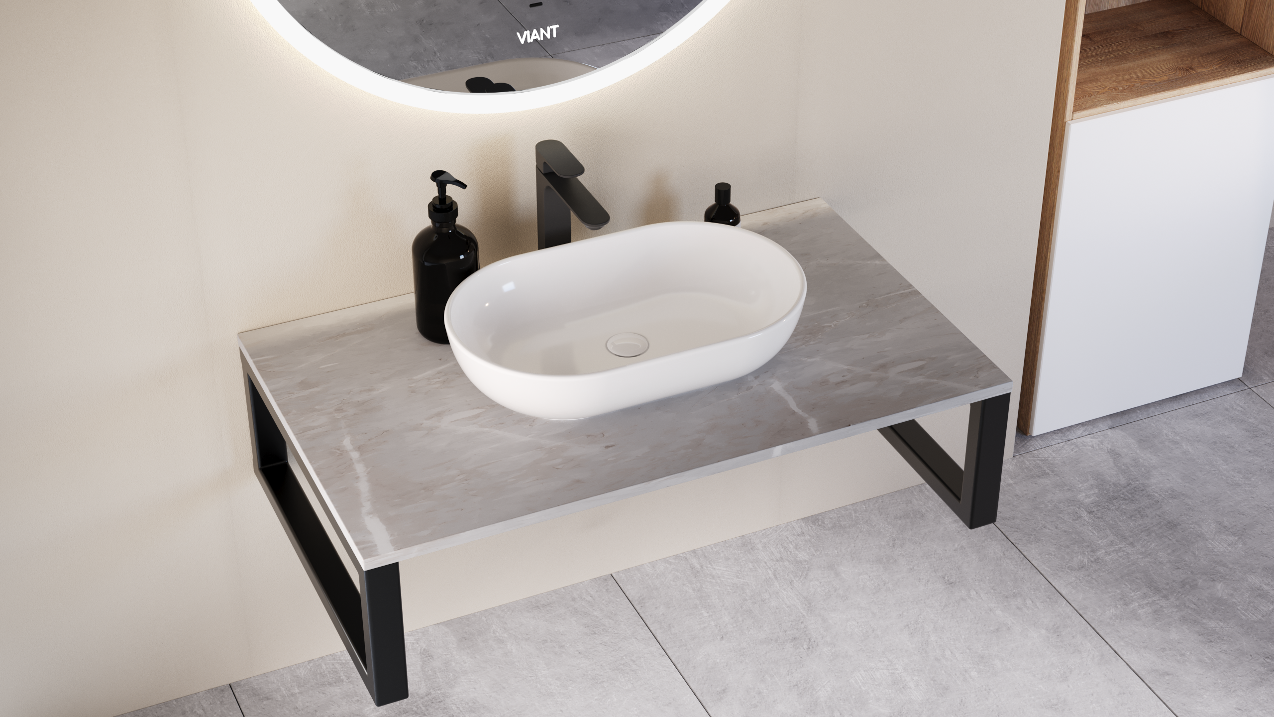 Столешница VIANT Neo бежевый мрамор 600х460 мм (VNEO60MRBG-STMDF)