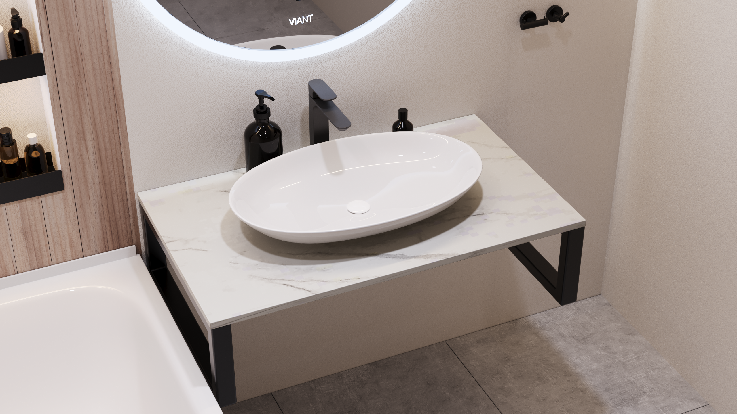 Столешница VIANT Neo белый мрамор 600х460 мм (VNEO60MRBEL-STMDF)