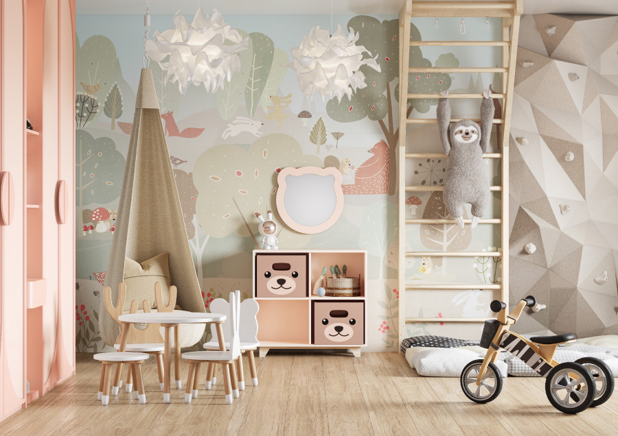 Зеркало КАСПЕР МИШКА, фигурное, розовый матовый