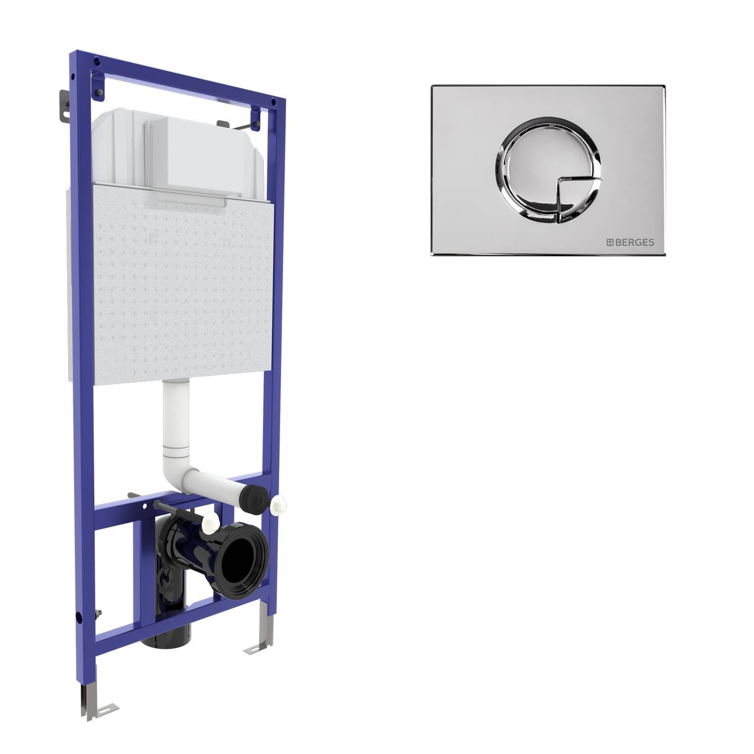 Инсталляция  для скрытого монтажа унитаза NOVUM кнопка R3 хром глянец, BERGES