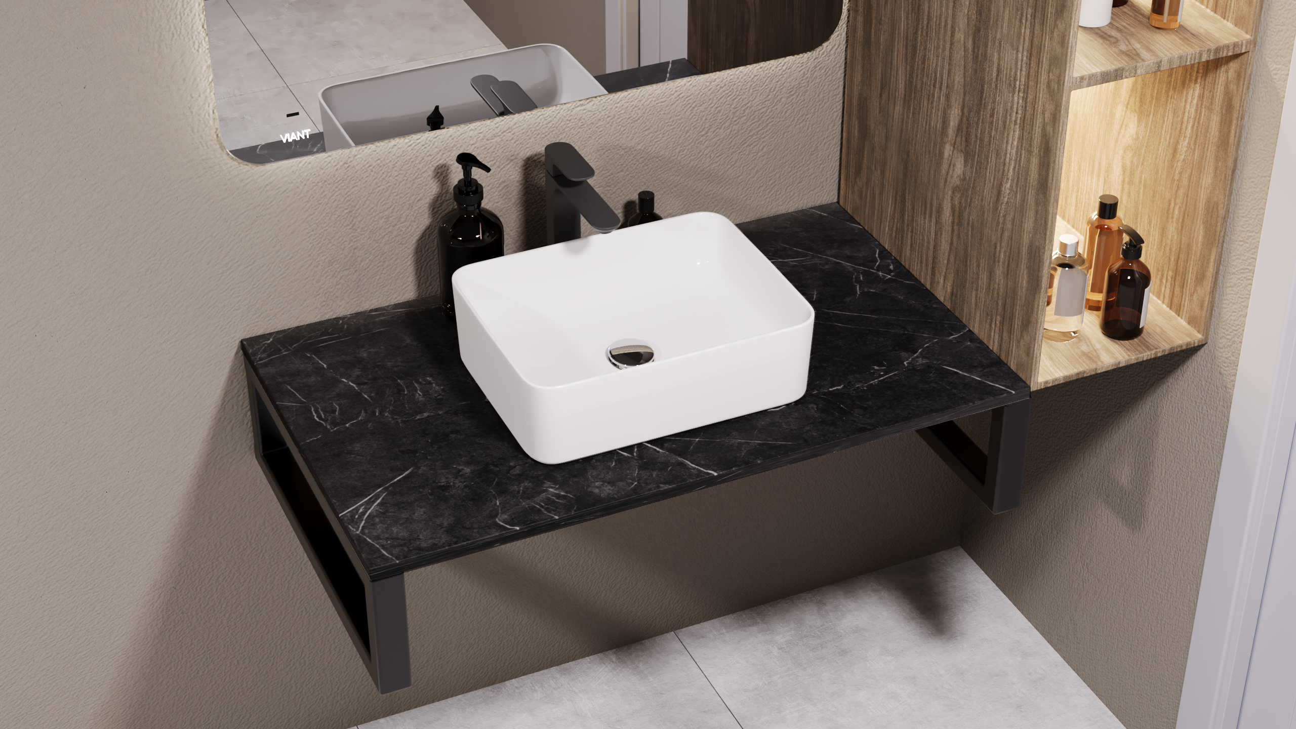 Столешница VIANT Neo черный мрамор 600х460 мм (VNEO60MRCH-STMDF)