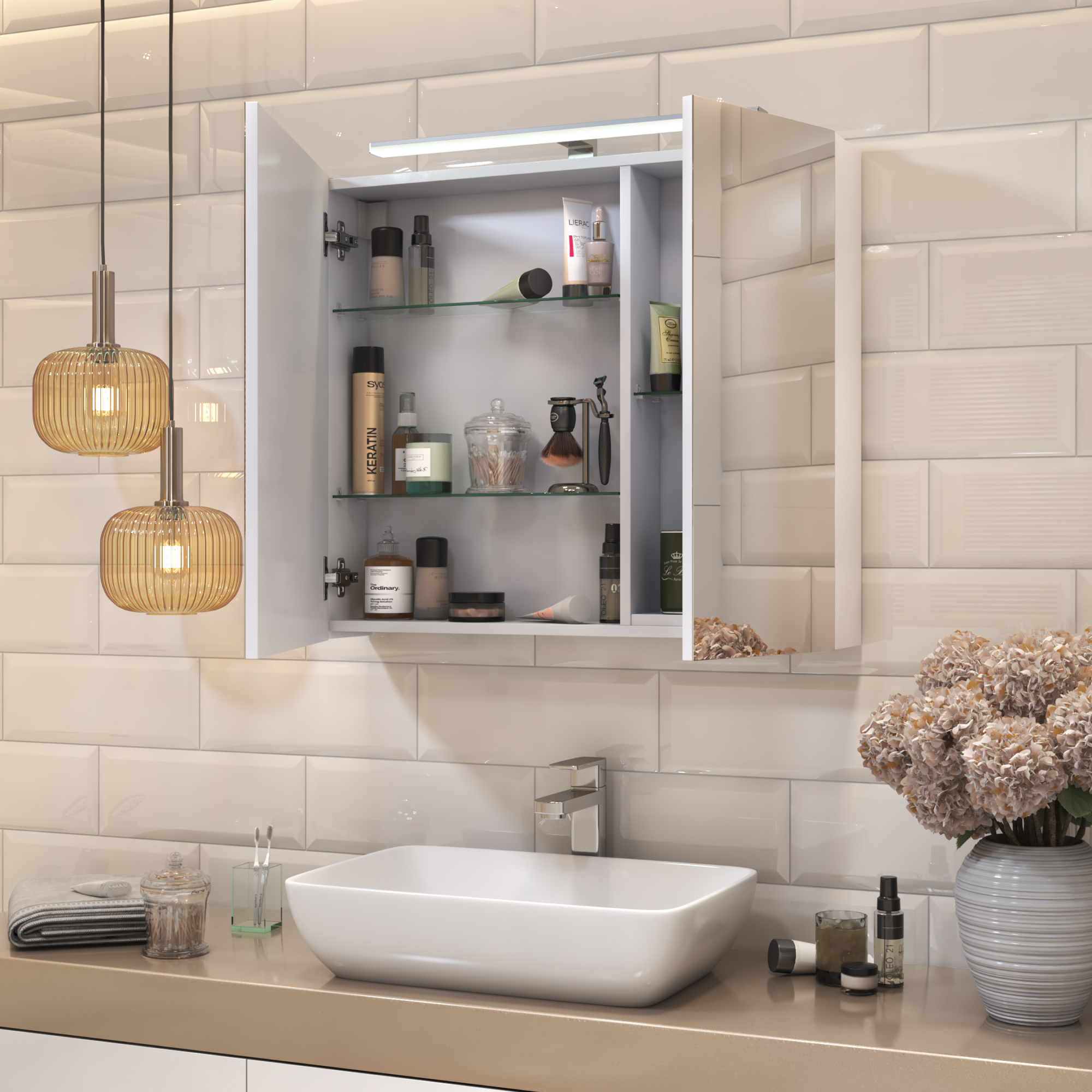 Зеркальный шкаф VIGO Plaza 80 подвесной белый (zsh.PLA.80.El)