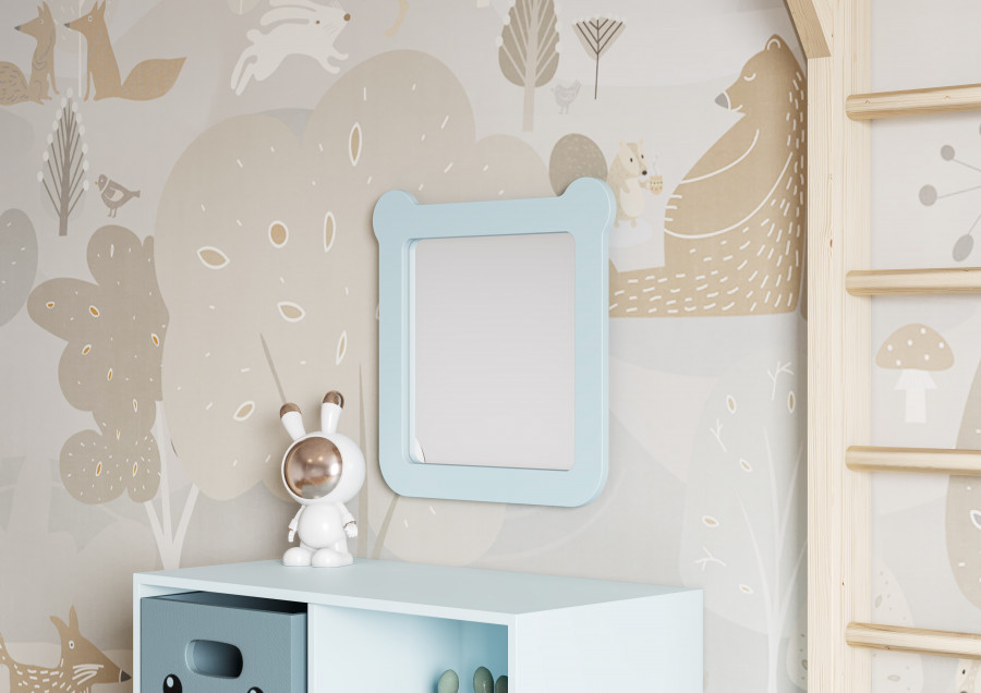Зеркало КАСПЕР МИШКА, квадратное, голубой матовый