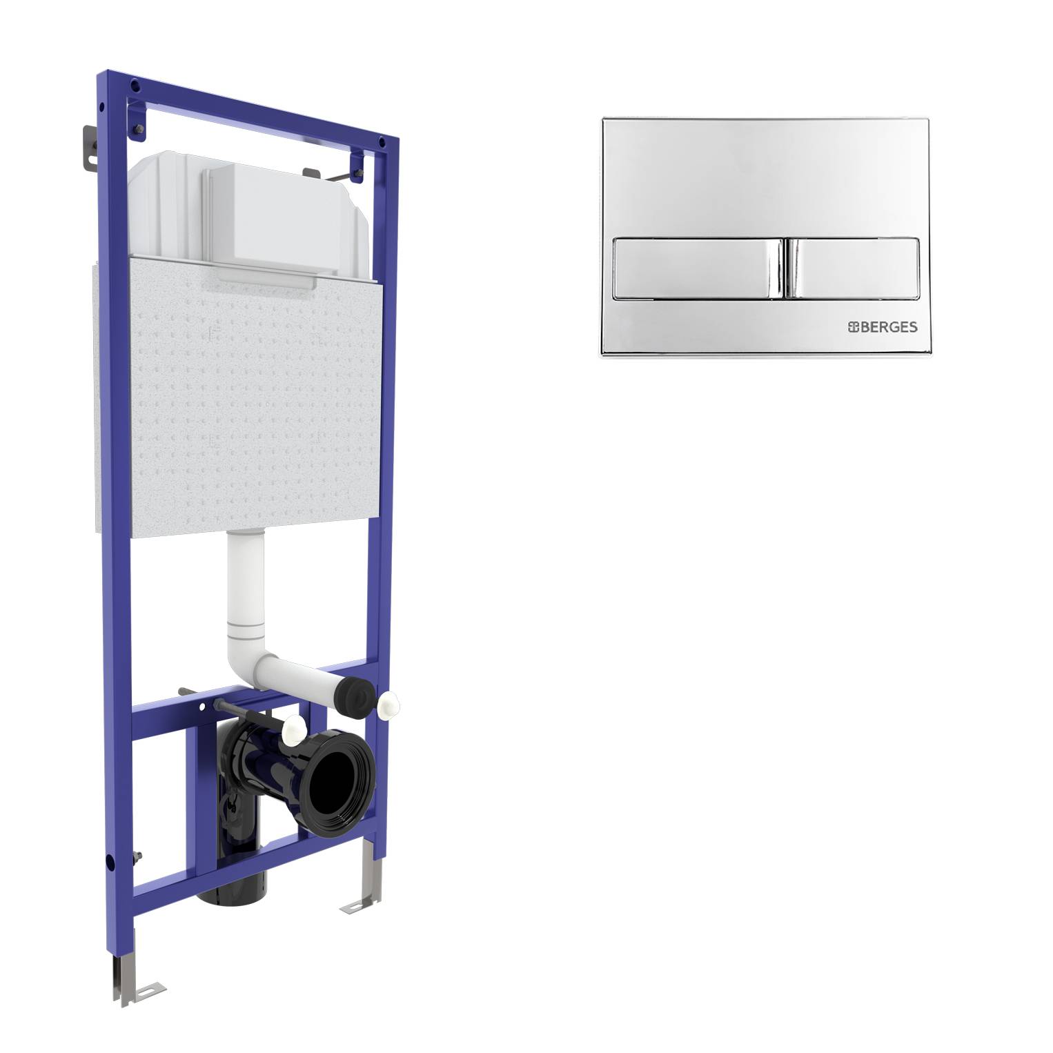 Инсталляция  для скрытого монтажа NOVUM L3 с кнопкой хром глянец, BERGES