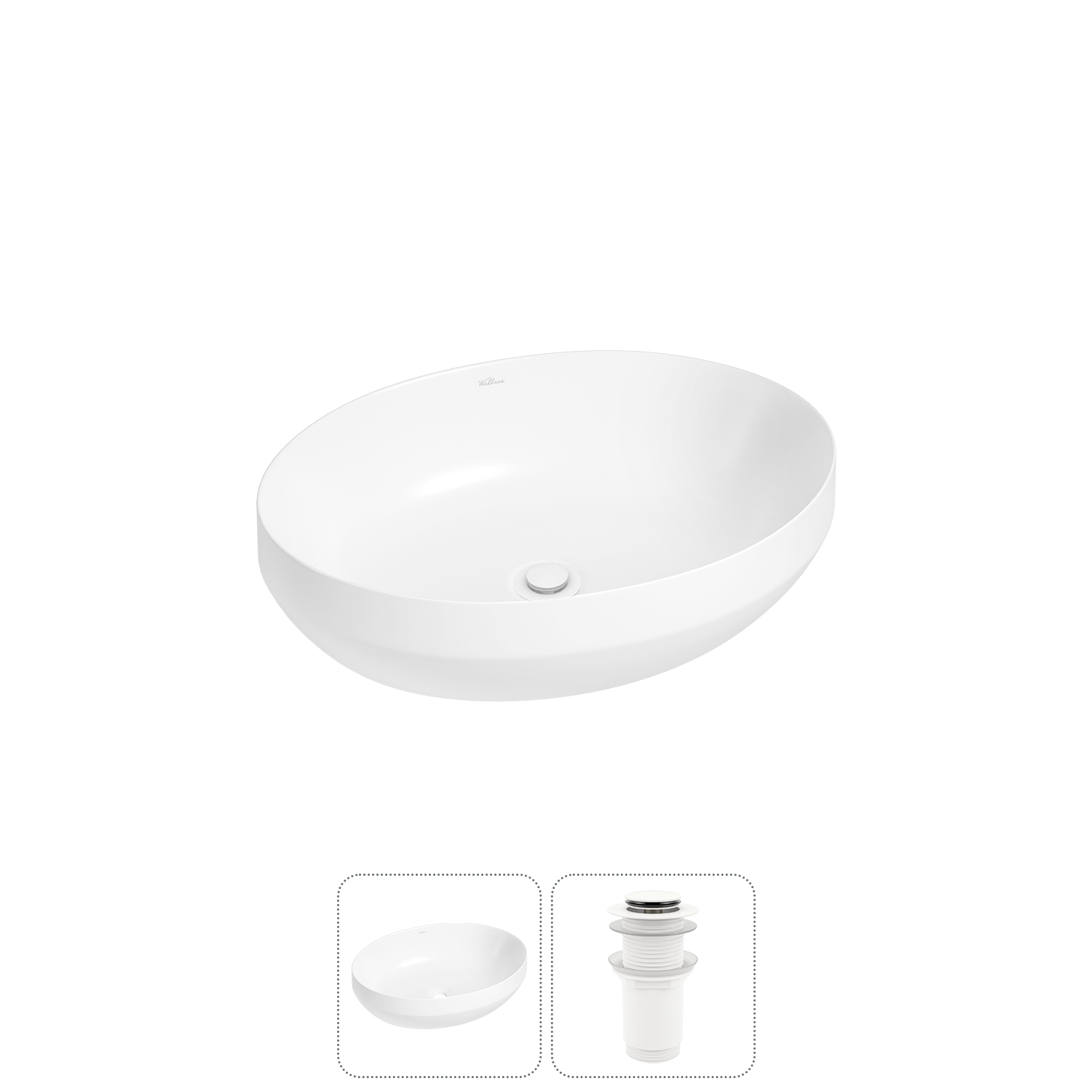 Накладная раковина для ванной комнаты Wellsee Air Gap R 20212392R в наборе 2 в 1: раковина белый гля