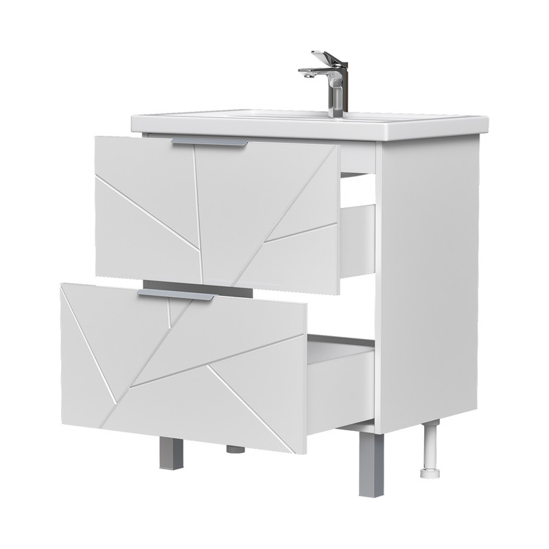 Тумба Twing 70, напольная, 2 ящ., белый (под раковину Фостер 70), VOLNA