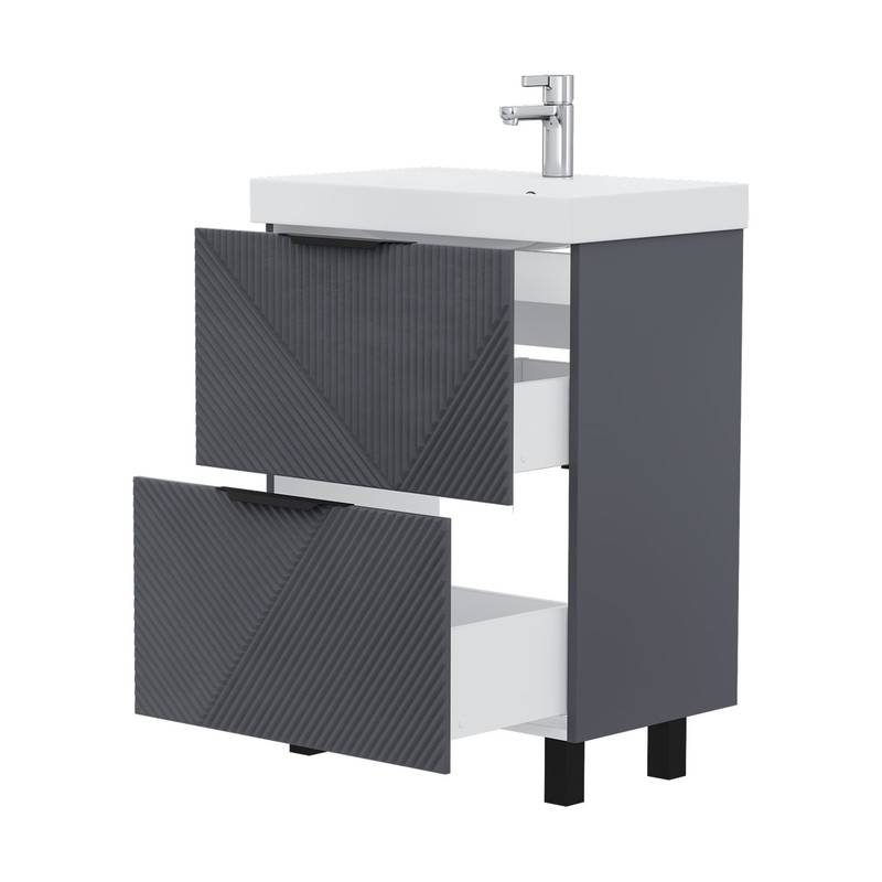 Тумба Geometry 60, напольная, 2ящ., графит (под раковину 9696-60), VOLNA