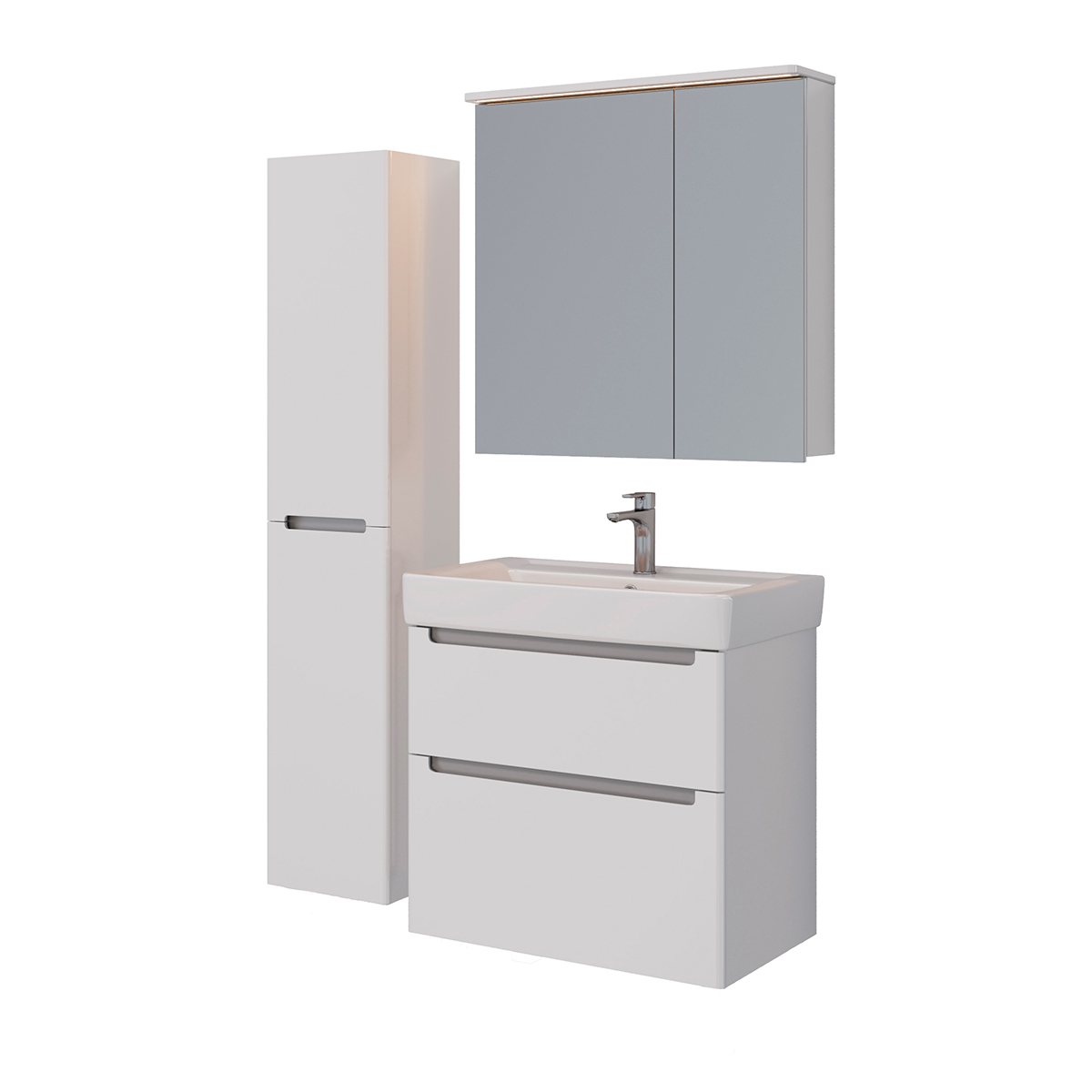 Шкаф зеркальный Lemark ZENON 80х80 см 2-х дверный, с козырьком-подсветкой, с розеткой, цвет корпуса: