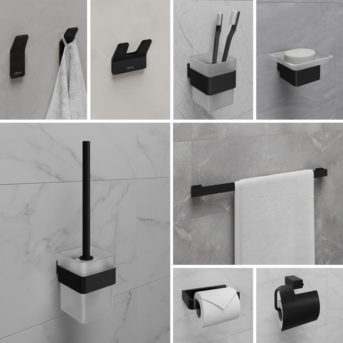 Крючок двойной SMOOTH LINE для полотенец, черный