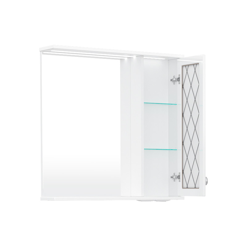 Зеркало-шкаф Milenal 70, с LED подсветкой, подвесной, правый, белый, VOLNA