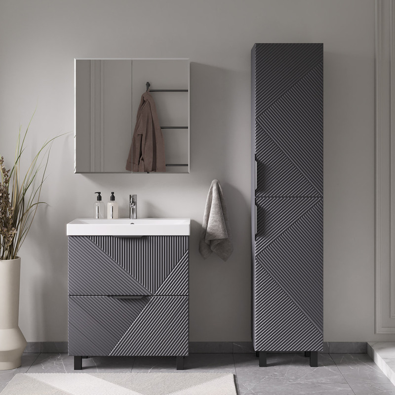 Шкаф зеркальный Geometry 40, напольный, графит, VOLNA