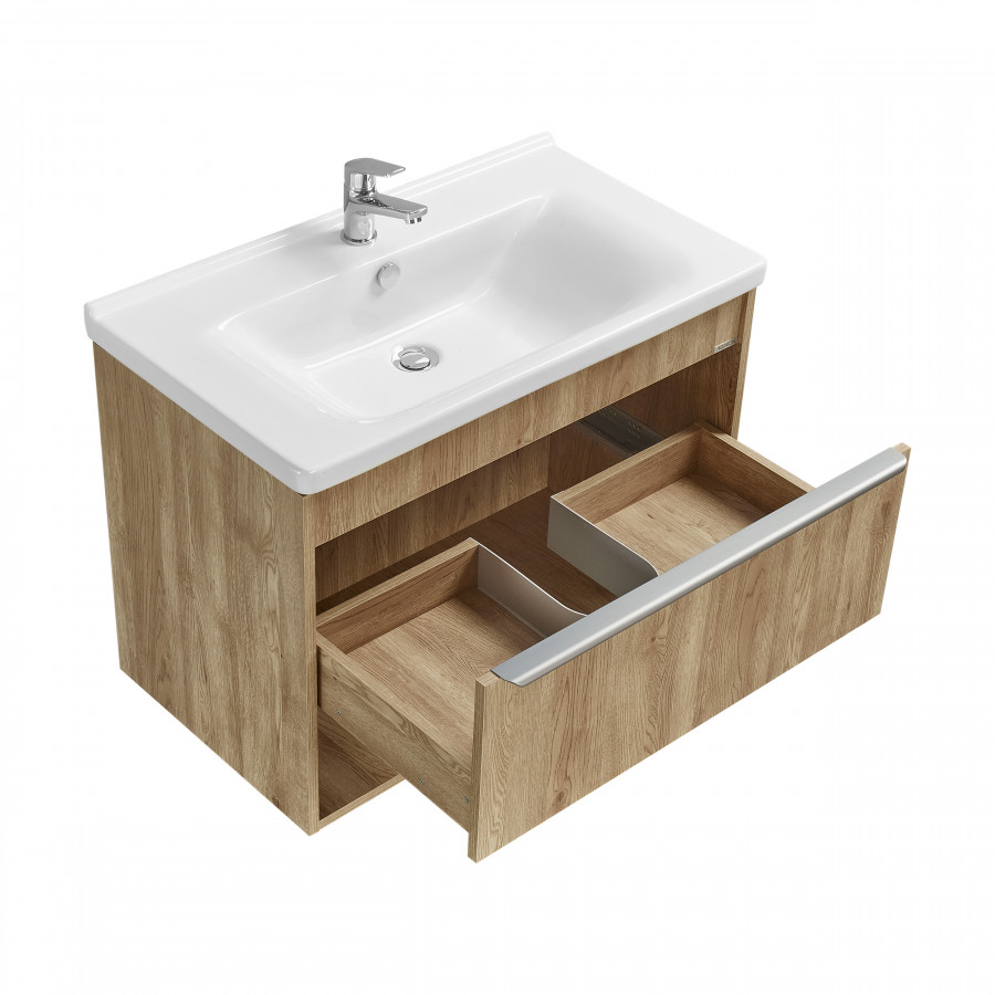 Тумба-умывальник ХОУП 80, 1 ящ., подвесная, орех (под раковину МИРАНДА 80)