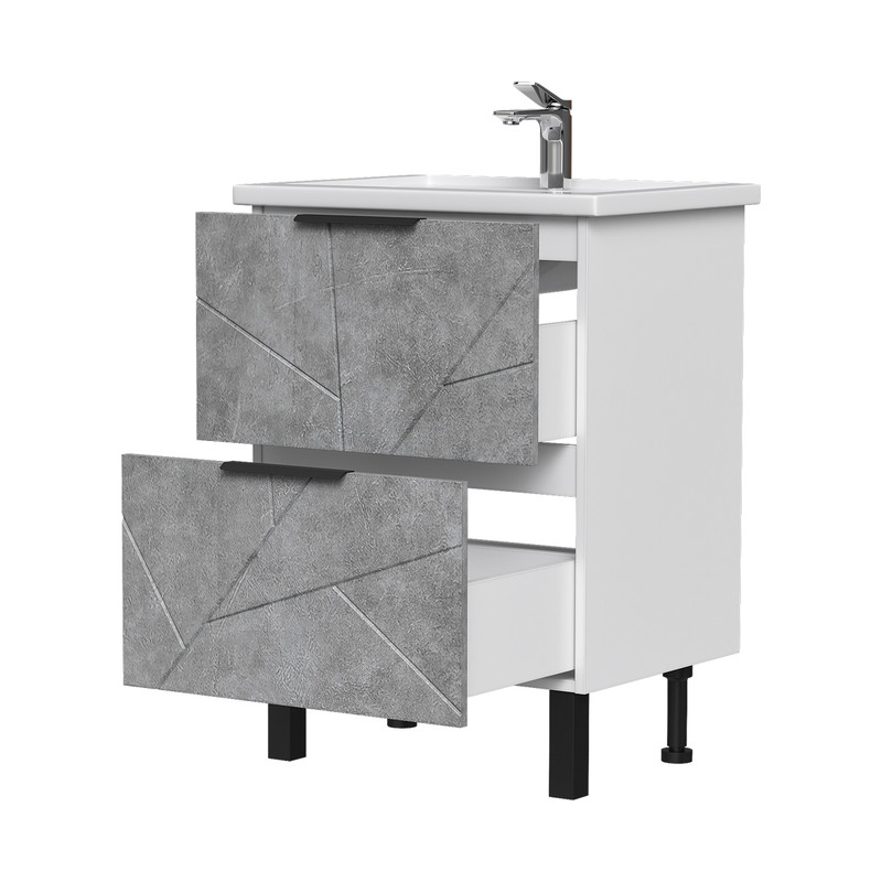 Тумба Twing 70, напольная, 2 ящ., бетон (под раковину Фостер 70), VOLNA