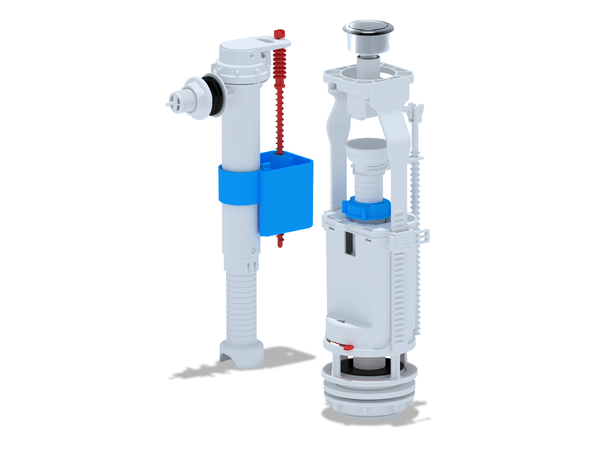 Набор с бок.подводкой 1/2 пластик кнопка хром, ANI PLAST