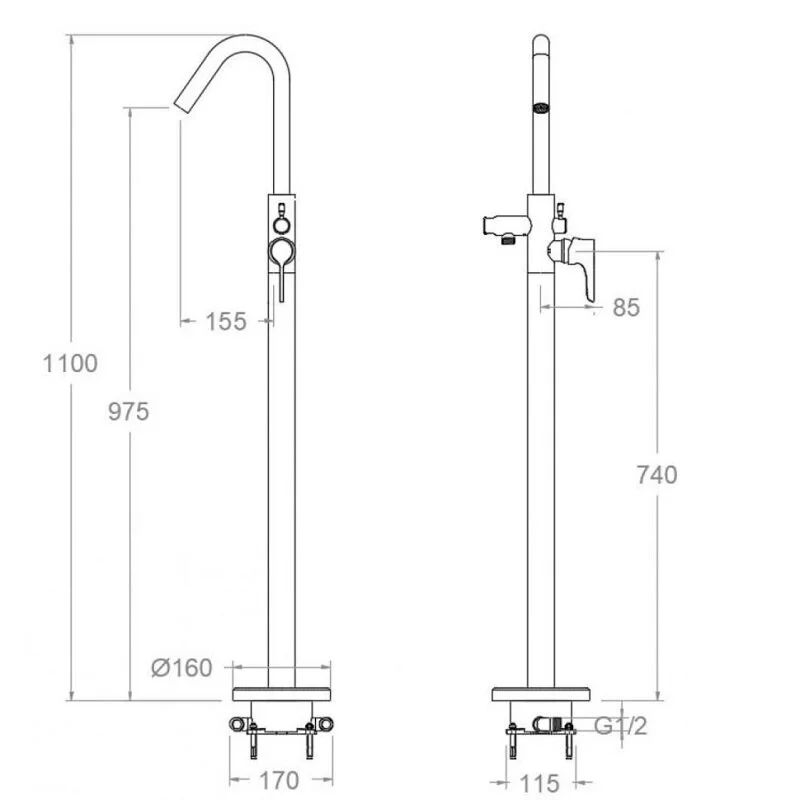 Напольный смеситель для ванны ADAGIO 918503S