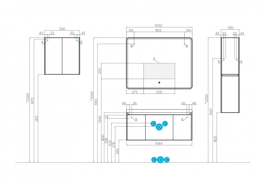Шкаф-колонна ШЕРИЛЛ 30, подвесная, белый