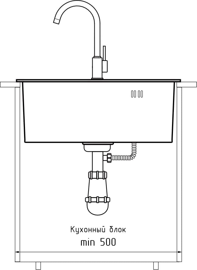 GranFest METAL (5045) Мойка нерж.1 чаша 500*450*215 мм 