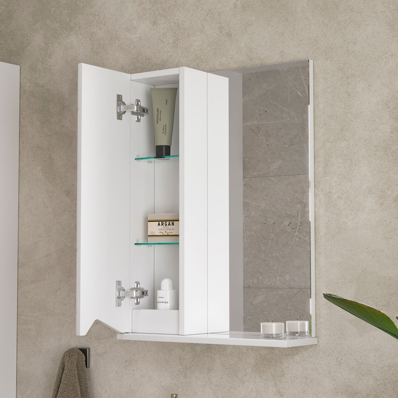 Зеркало-шкаф Pronto 50 левый, белый, VOLNA