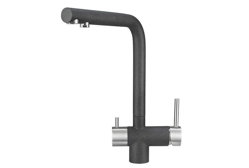 2305, ГРАФИТ Смеситель для кухни однорыч., с подкл. для питьевой водычерно-сер., GRANULA