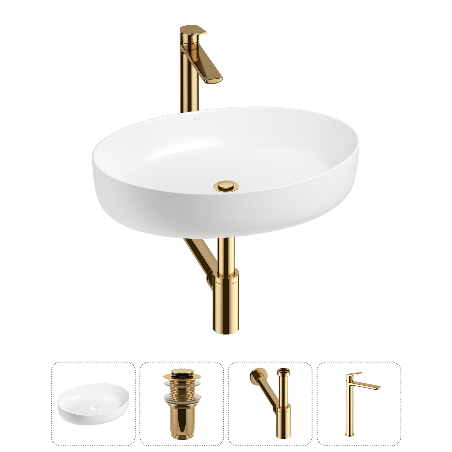 Накладная раковина для ванной комнаты Wellsee Belle Spa 3.0 20212671R в наборе 4 в 1: раковина белый