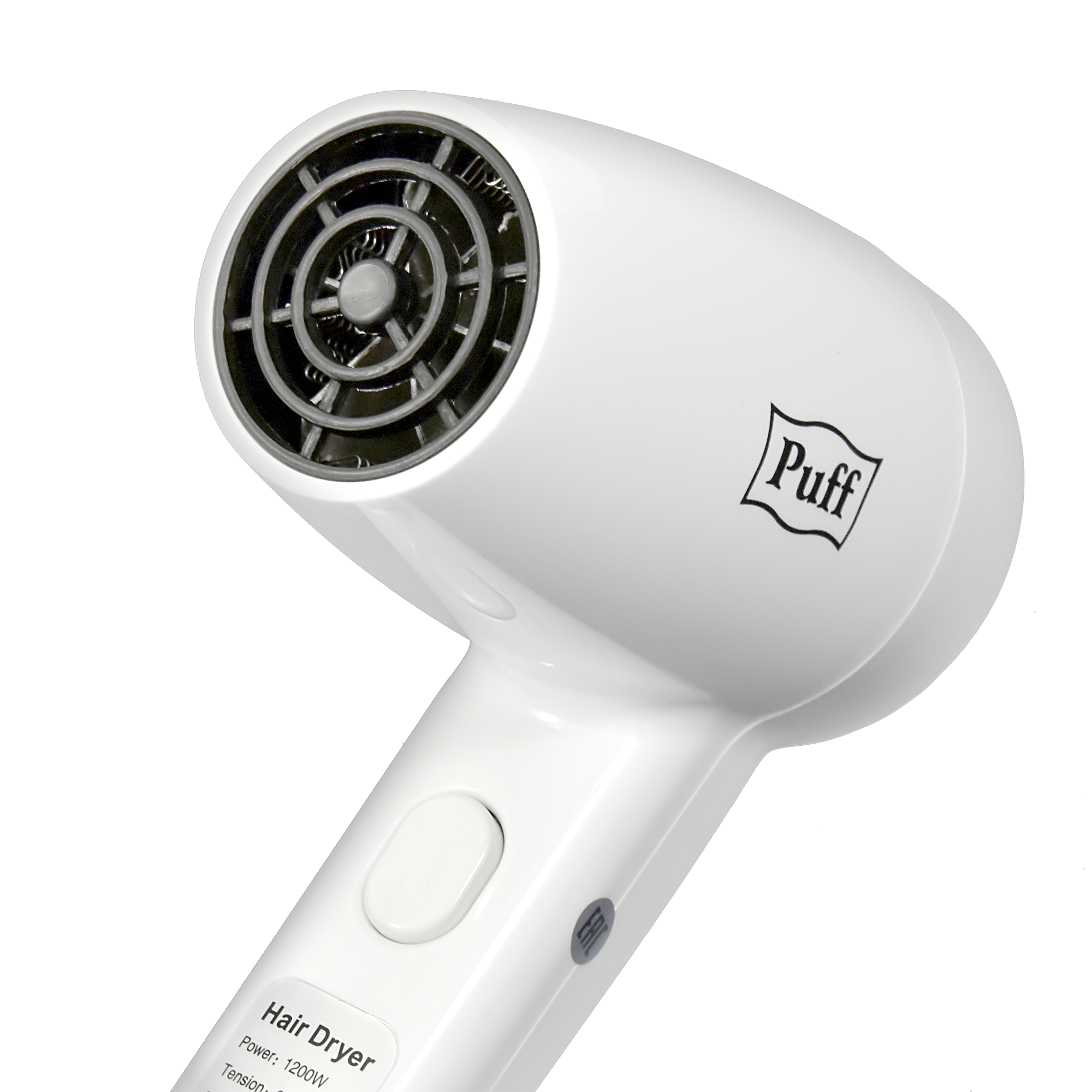 Фен для волос настенный PUFF-1200B белый, с розеткой, 1,2 кВт (1405.002)