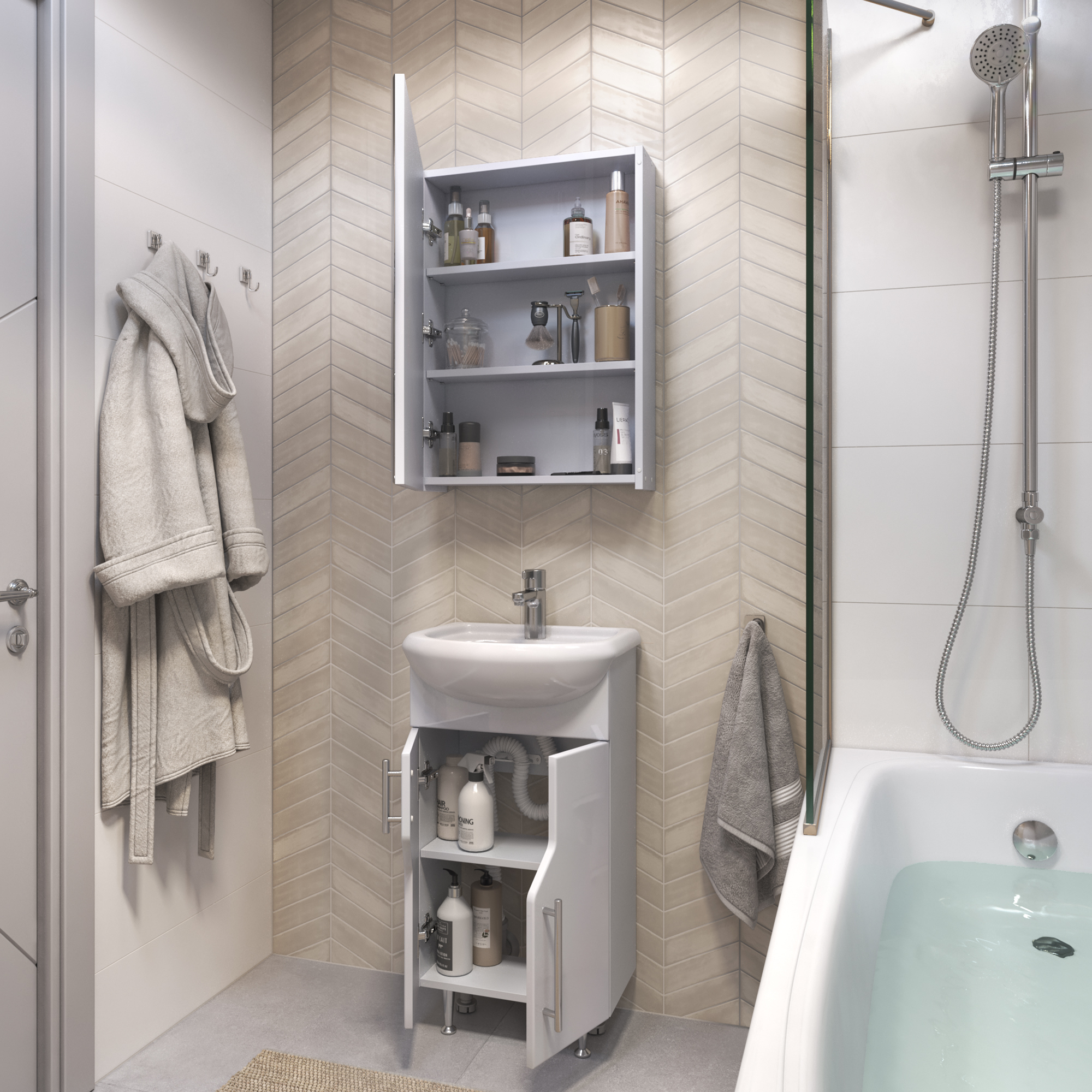 Зеркальный шкаф VIGO Grand 45 подвесной белый (zsh.GRA.45)