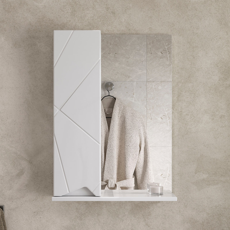 Зеркало-шкаф Pronto 50 левый, белый, VOLNA